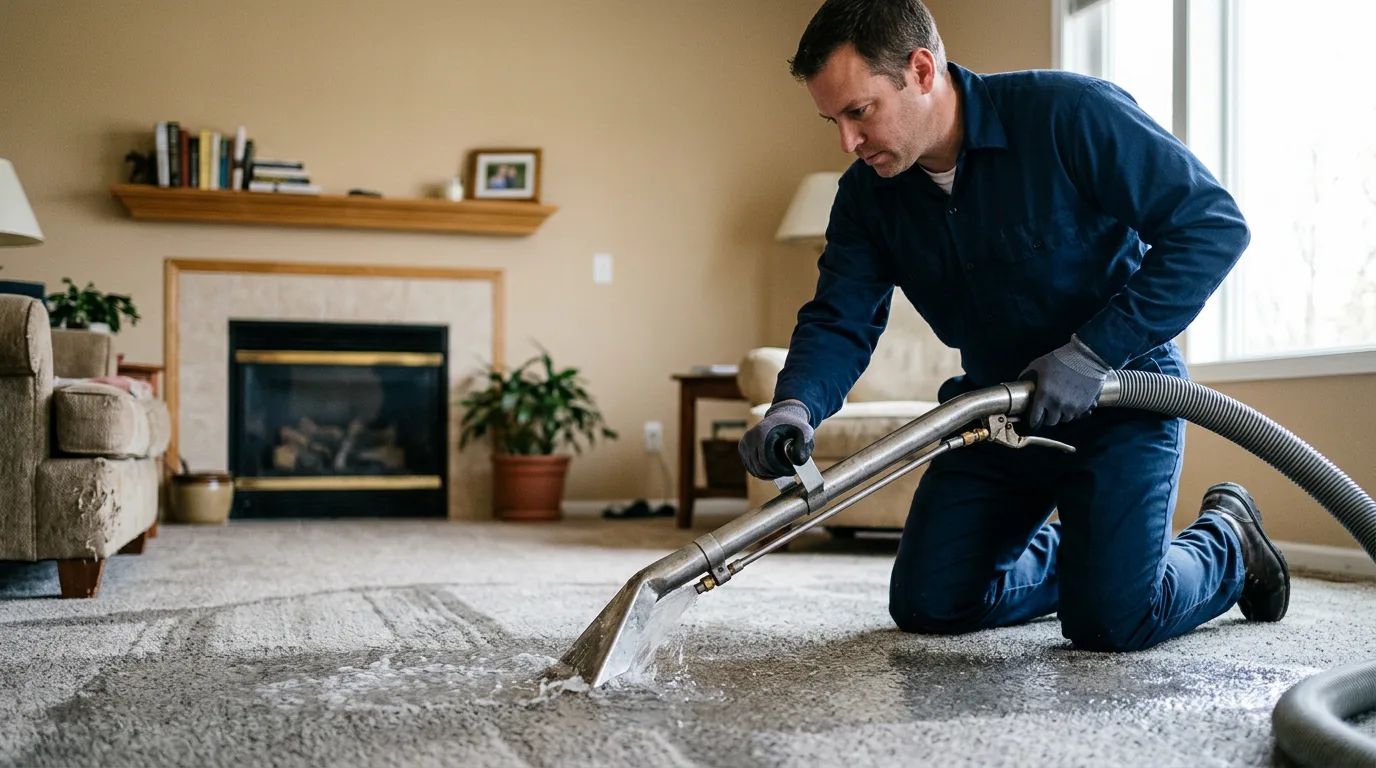 Water damage restoration technician working near Wallaceton, PA